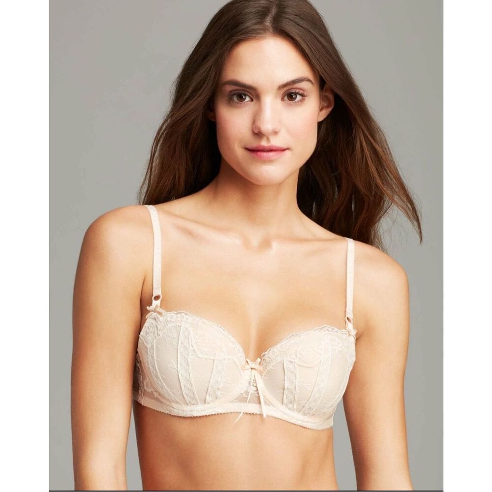 Lace Underwire Balconette Bra - Cream